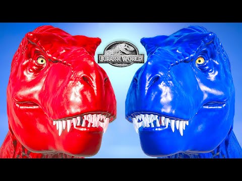 Tyrannosaurus Rex Colorful Squad VS Super Hero Team  🦖 Jurassic World Evolution Dinosaurs Fighting