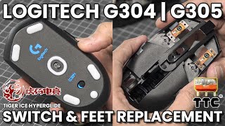 Logitech G304/G305 Switch Replacement + Tiger Arc Ice Glide Feet (ASMR No Talking)