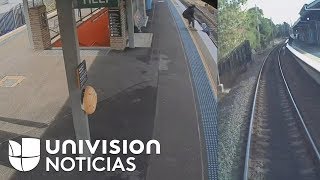 Video: Hombre cae a unos carriles de tren y lo rescatan momentos antes de ser arrollado
