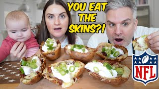Brits Try American Potato Skins for the First Time! 🇺🇸