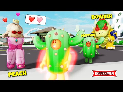 CACTUS VS BOWSER VS PEACH FOLLE AMOUREUSE... ! ROBLOX - BROOKHAVEN