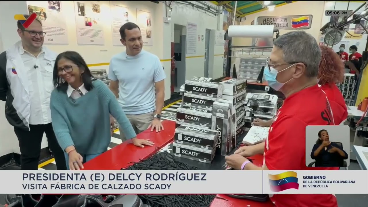 Delcy Rodríguez visita sede de Calzados Scady, 20 de marzo de 2026