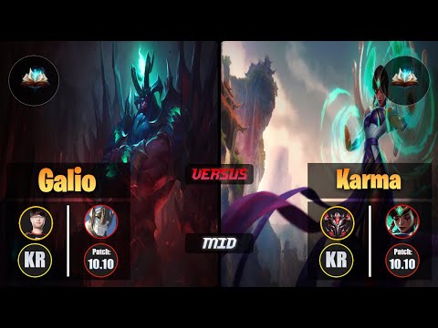 Sword GALIO (Mid) [Unsealed Spellbook] VS KARMA - Grandmaster KR Patch 10.10