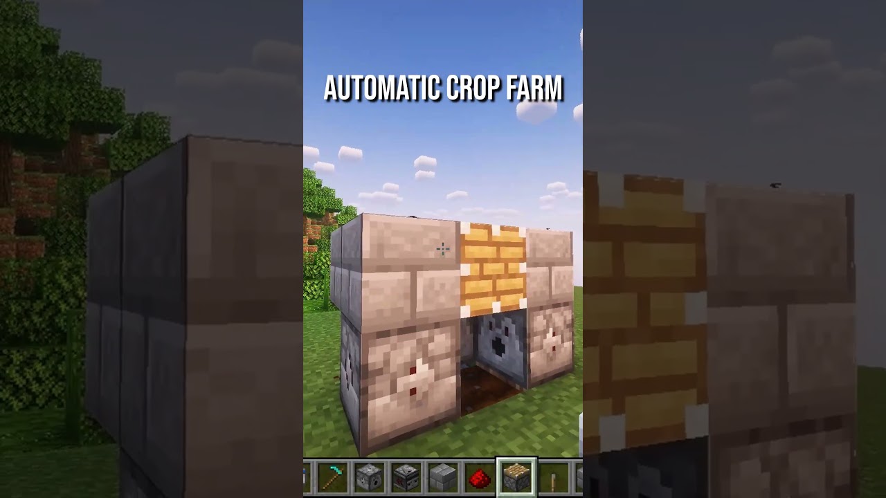 Automatic Crop Farm Tutorial   #minecraft #minecraftshorts #minecrafttutorial #minecraftbuilding