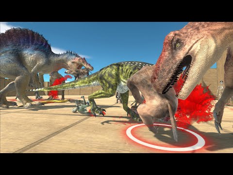 Velociraptor, Deinonychus, Cryolophosaurus, Carnotaurus, Allosaurus, Animal Revolt Battle Simulator