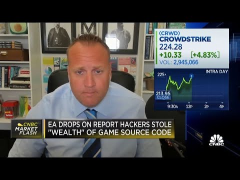 Electronic Arts drops on news of a hack, security stocks rise