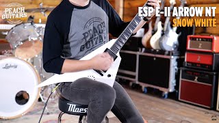 Video thumbnail for No Talking...Just Tones | ESP E-II Arrow NT Snow White by Peach Guitars