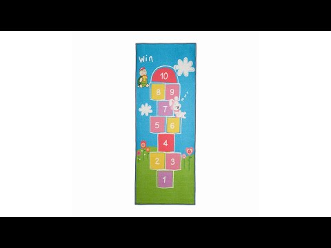 Kinderteppich Hüpfspiel 180 x 70 cm Blau - Grün - Pink - Kunststoff - Textil - 70 x 1 x 180 cm