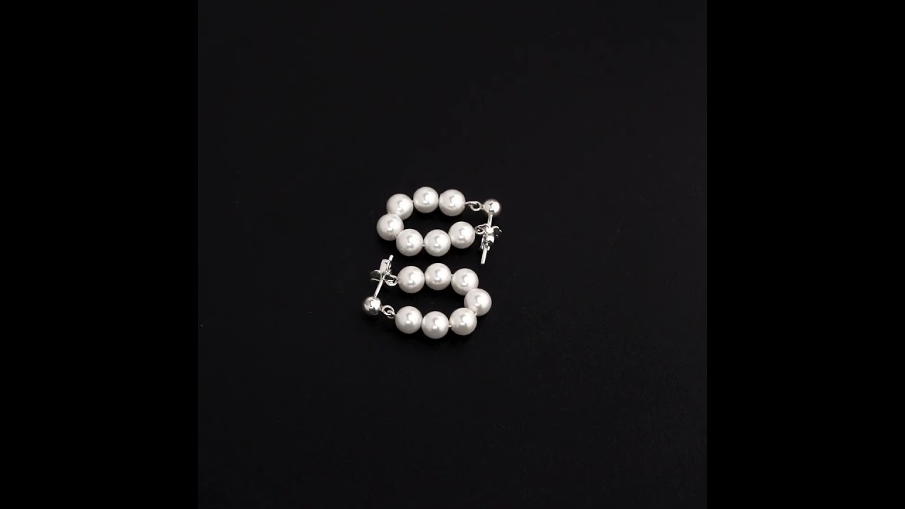 Khuyên tai nữ  ECJ08 ngọc trai nhân tạo, thanh lịch duyên dáng chốt bạc s925 ChariotJewelry