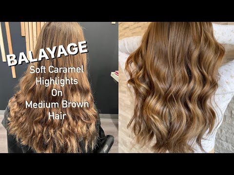 Balayage | Soft CARAMEL Highlights On Medium Brown Hair