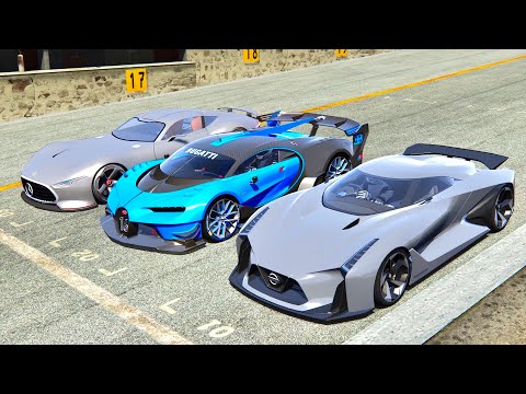 Nissan 2020 Concept vs Mercedes Vision GT vs Bugatti Vision GT - Spa