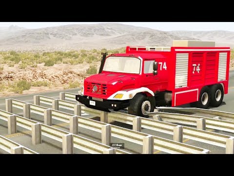 High Speed Guardrail Crash Testing - BeamNG drive