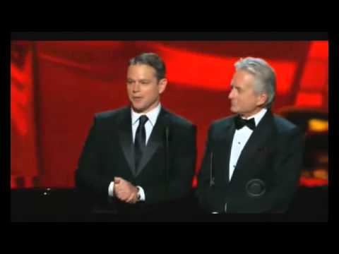 Emmy Awards 2013 ~ Matt Damon Michael Douglas present Laura Linney HD