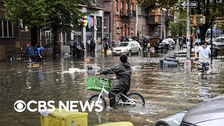Videos show New York City flooding residents wadin