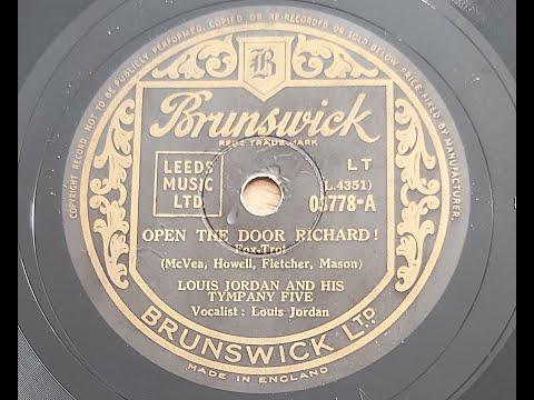 Louis Jordan and His Tympany Five 'Open The Door Richard!' 1947 78 rpm