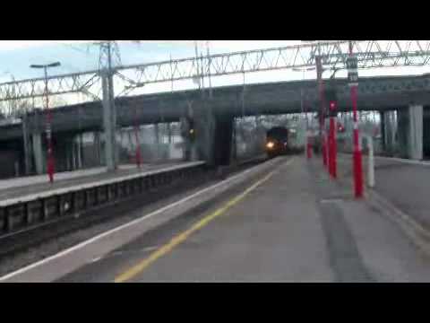(HD) FreightLiner 90016 Passes Stafford with an InterModal
