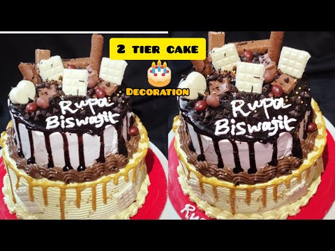 2 tier cake decoration video 🎂3pound cake#2tiercake #decoration #video #swastikascakecreation