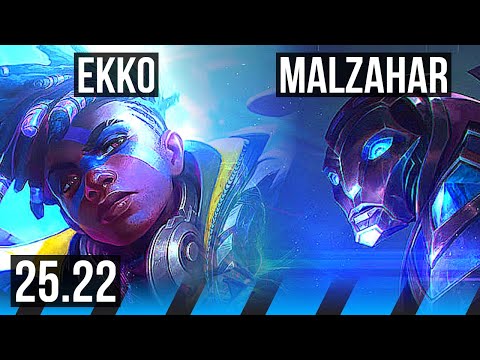 EKKO vs MALZAHAR (MID) | 18/1/6, Legendary, 9 solo kills, 39k DMG | NA Master | 25.22