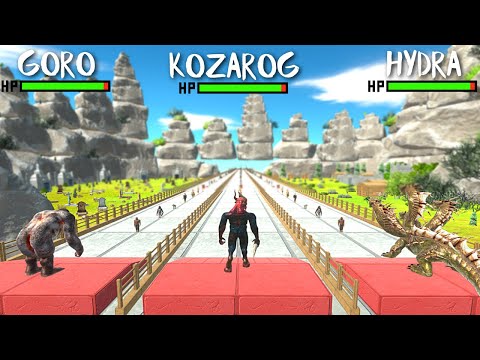 GORO vs Kozarog vs Hydra [Triple Deathrun] - Who's Stronger? Animal Revolt Battle Simulator | ARBS