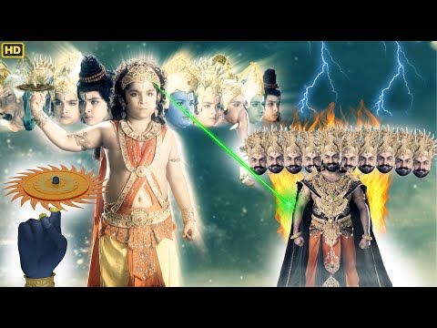 मारुती ने रावण के 10 शीश पे किया श्री कृष्ण के सुदर्शन चक्र से प्रहार | Mahabali Hanuman | #ramayan