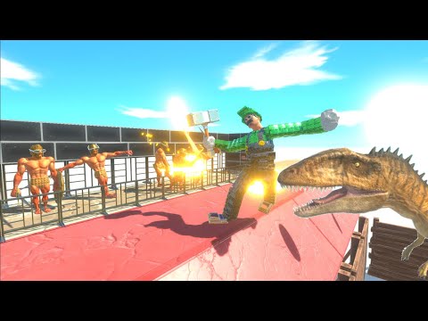 ACHILLES BROTHERS TRY TO THROW UNITS INTO CARCHARODONTOSAURUS' CAGE   ANIMAL REVOLT BATTLE SIMULATOR