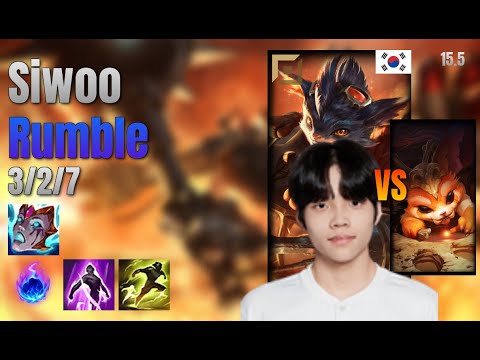 Siwoo Top Rumble vs Gnar lol KR solo rank Full Game 15.5 | 시우 럼블 vs 나르