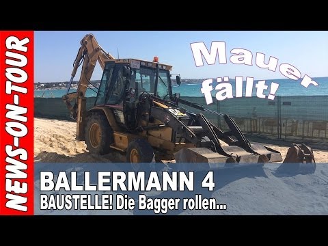 Mallorca 2014: (1/2) Am BALLERMANN rollen die Bagger! Baustelle am Strand. 04.06.2014