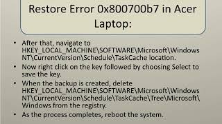 Steps to Fix  Acer laptop system restore error 0x800700b7