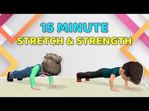 15 MIN FULL BODY KIDS WORKOUT - STRETCH & STRENGTH