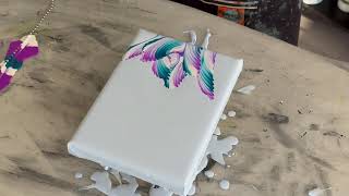 Create SIMPLE and EASY chain pull fluid art on canvas!! LOVE the minimal look with this palette ❤️