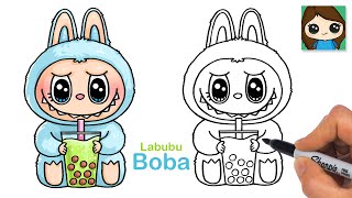 How to Draw Labubu Drinking Boba 🧋The Monsters