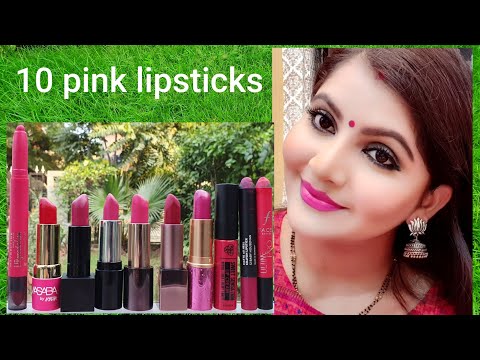 10 pink lipstick lipSwatches for diwali makeup | pink lipstick for brides for WINTERS | RARA | Video