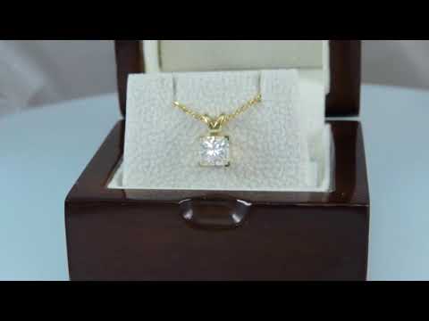 0.5 Ct Princess Diamond Pendant With Necklace 14K Yellow Gold Fashion Jewelry 1/2 Ct.