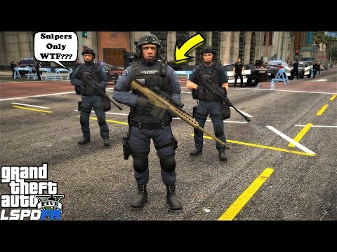 Swat Team Uses Snipers Only During Bank Robbery - GTA 5 LSPDFR Police Mod #738