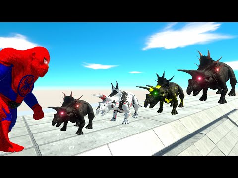 BATTLE 4 SIZE of DEADLY TRICERATOPS - Animal Revolt Battle Simulator ARBS