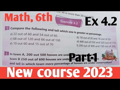 Exercise 4.2 Class 6 Math kpk and PTB new course 2023 part-1|Maths 6 Ex 4.2 new course ptb and kpk