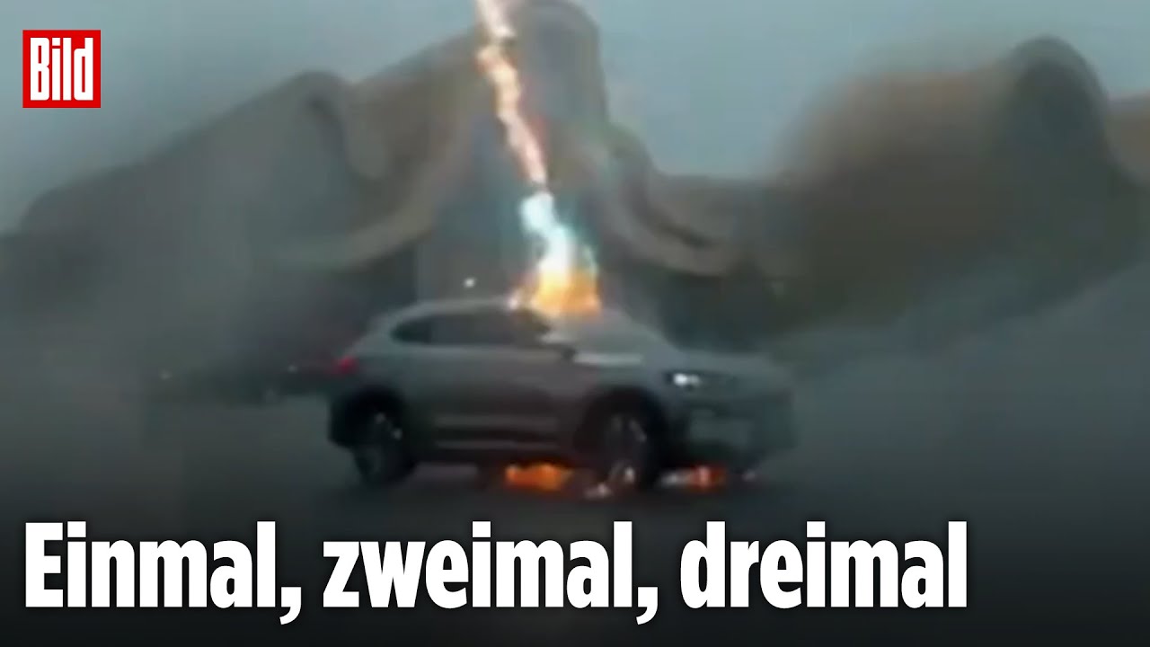 China: Elektroauto wird mehrfach vom Blitz getroffen