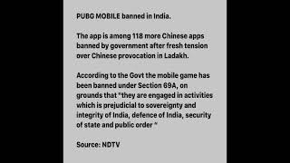🔴 सरकार ने PUB-G समेत(Ban) 118 ऐप पर लगाया प्रतिबंध🚫 | Bubg Ban with 118 app in India - INDIA