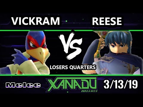 S@X 293 SSBM - Reese (Marth)  Vs. Vickram (Falco) - Smash Melee Losers Quarters