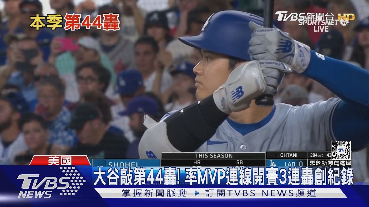 大谷翔平敲出第44轟! 率「MVP連線」創隊史首次開賽三連轟