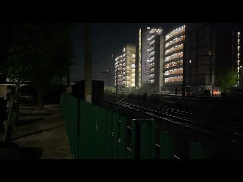 Freight train action in the late hours of midnight