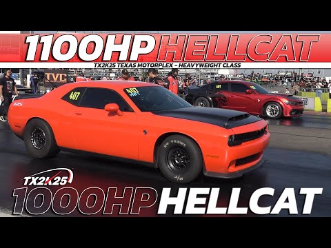 1100hp Hellcat Charger vs 1000hp Hellcat Challenger Rematch Drag Racing @ TX2K25 Texas Motorplex