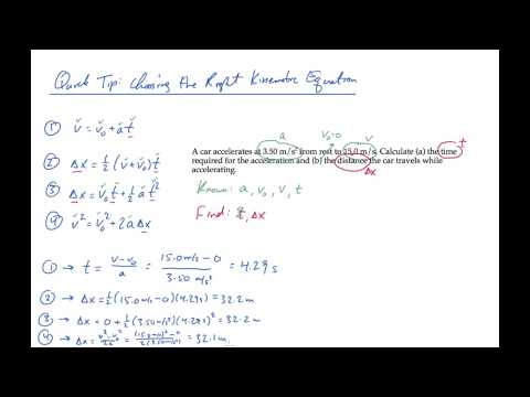 Quick Tip: Choosing the Right Kinematic Equation