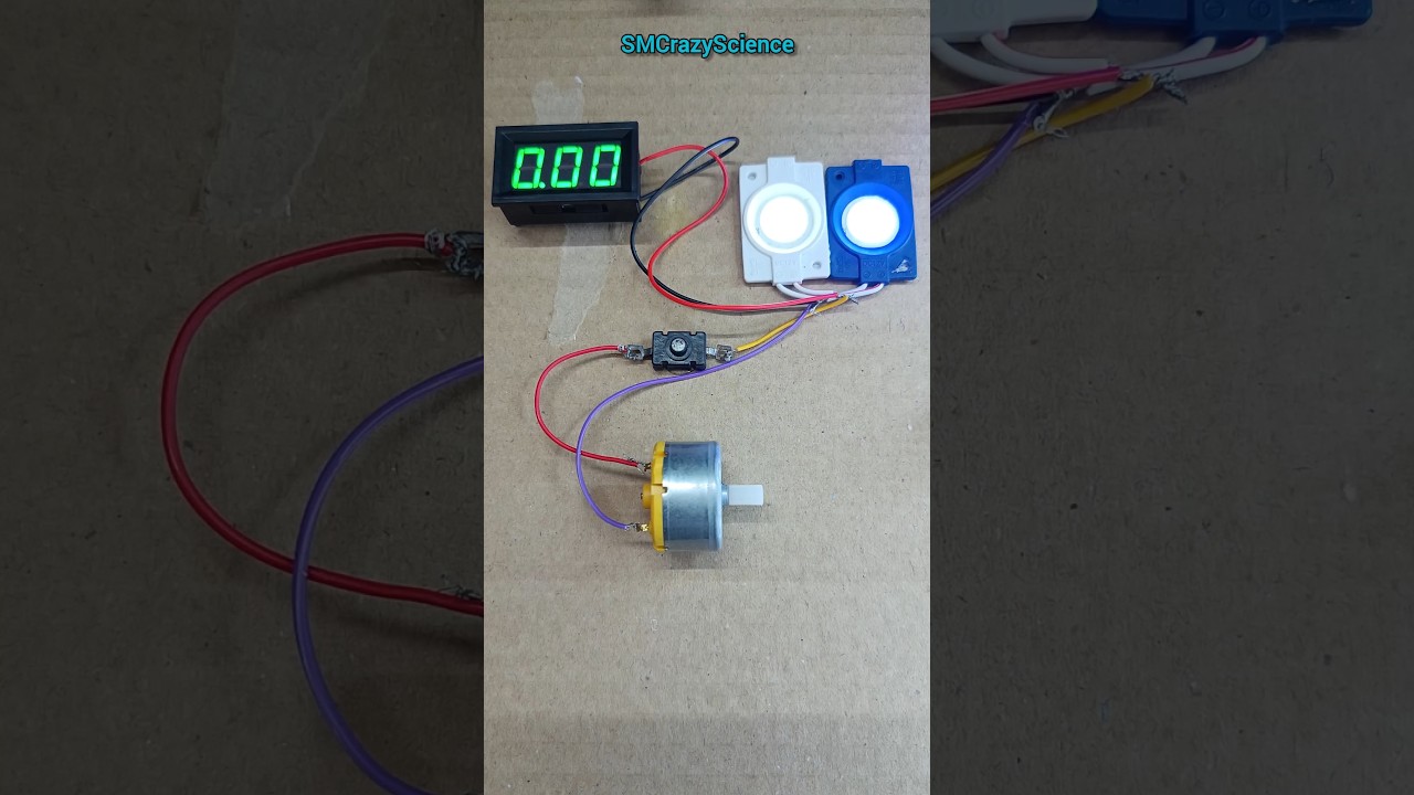 Powering LED Light and Voltmeter from DC Motor Generator | #shorts #dcmotor