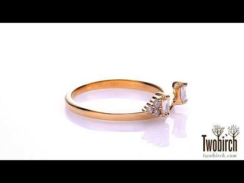 0.25ct. Baguette and Round Cluster Ring Wrap Enhancer - TwoBirch TB-WRAP-0023-WG-E
