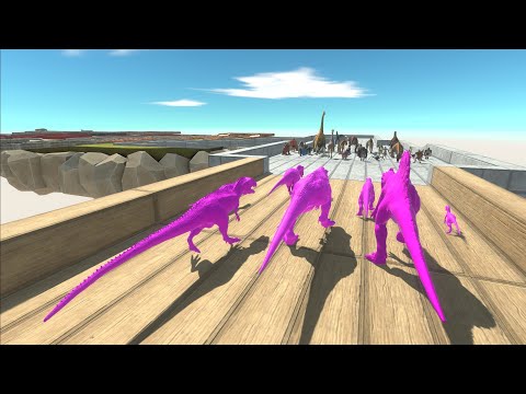 Trying to escape from Pink Carnivore Dinosaurs - Animal Revolt Battle Simulator