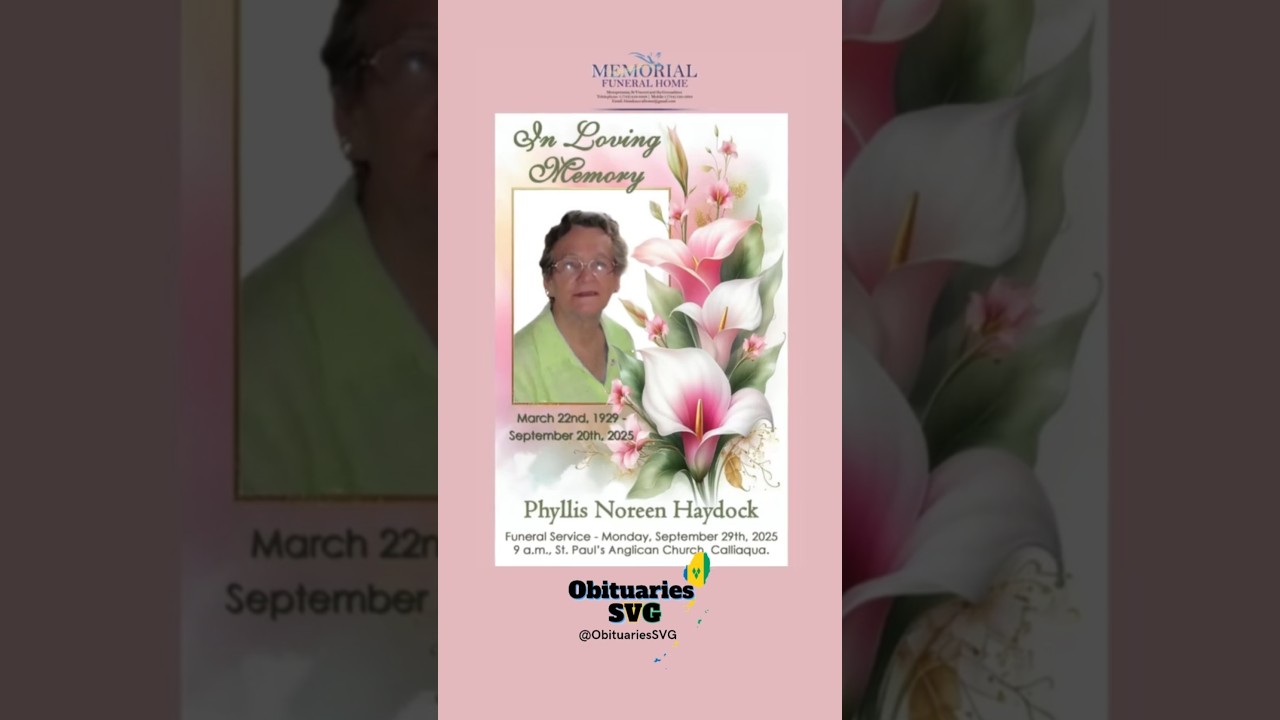 Phyllis Noreen Haydock | Funeral Announcement #ObituariesSVG #Obituaries #SVG