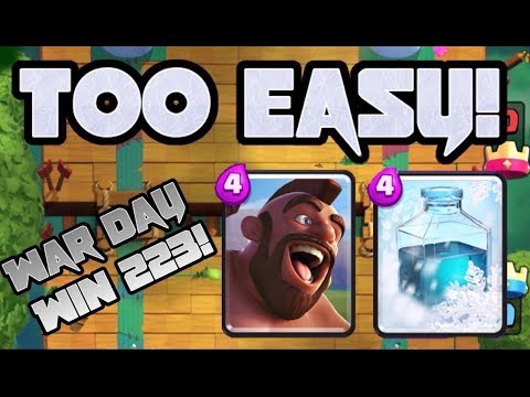 HOG RIDER FREEZE DECK! WAR DAY WIN 223! TOO EASY! | Clash Royale