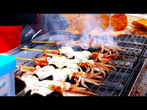 오징어구이 GRILLED SQUID Taiwan Cijin Island - Taiwan food