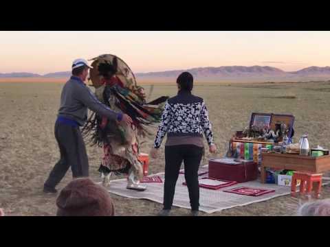 Shaman ritual at Three Camel Lodge, Gobi Mongolia